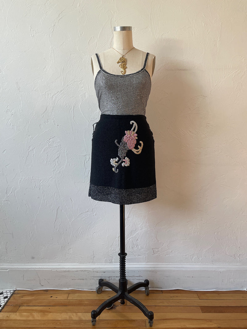 Vintage Missoni Black Knit Floral Embroidered Skirt M - We Thieves