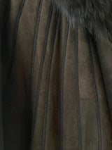 Vintage 80s Werner Christ German Leather Suede & Fox Fur Winter Coat M - We Thieves