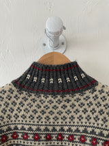 Vintage Ralph Lauren Grey Wool Zippered Skiiers Cardigan Sweater L