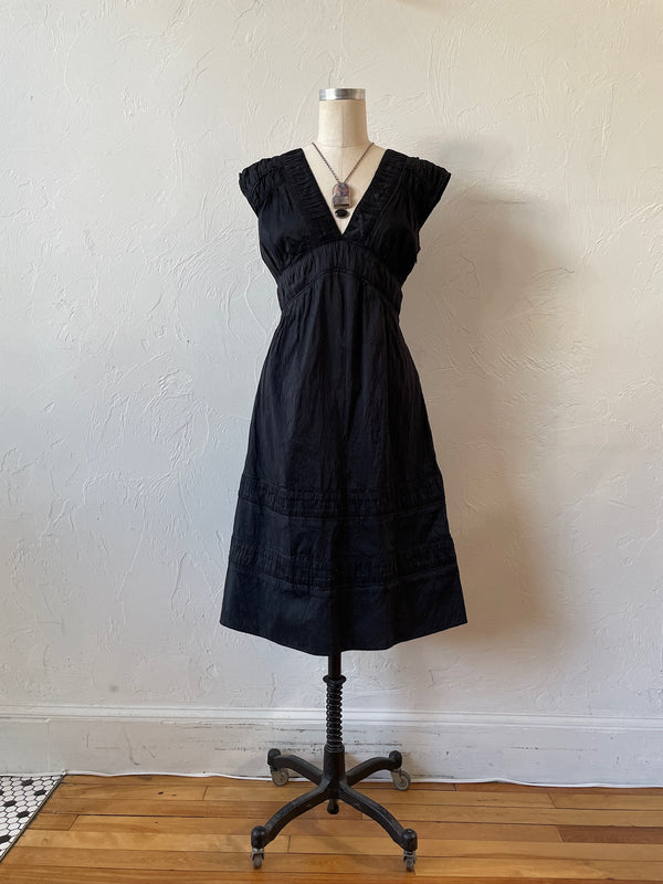 Vintage Calypso Black Silk Midi A-line Dress S - We Thieves