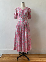 Vintage 80s Laura Ashley Pink Floral Cotton Maxi Dress XS/S - We Thieves