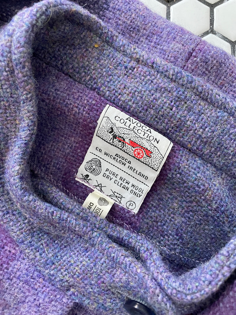 Vintage Avoca Irish Wool Purple Striped Cape Coat with Scarf