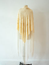 Vintage Embroidered Champagne Silk Piano Shawl - We Thieves