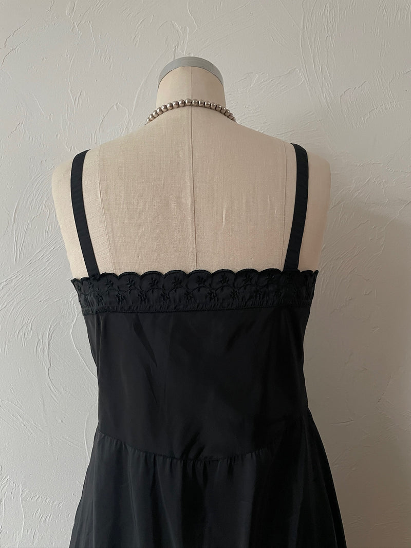 Vintage Tiered Black Embroidered Slip Dress M - We Thieves