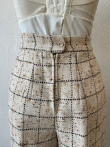 Vintage 60s Lilli Ann Windowpane Tweed Wide Leg Wool Pant S