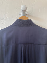 Pre-loved COS Navy Blouse with Embroidered Collar L - We Thieves