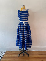 Vintage 1960s/70s Lanz Original Blue Sailor Dress with Cape S