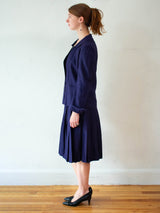 Vintage 1980s Ferragamo Navy Woven Blazer M/L - We Thieves