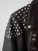 Vintage Studded Insulated Brown Leather Motorcycle Jacket M - We Thieves