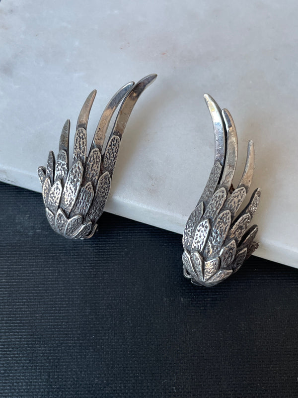 Vintage Zentall Angel Wing Clip On Earrings