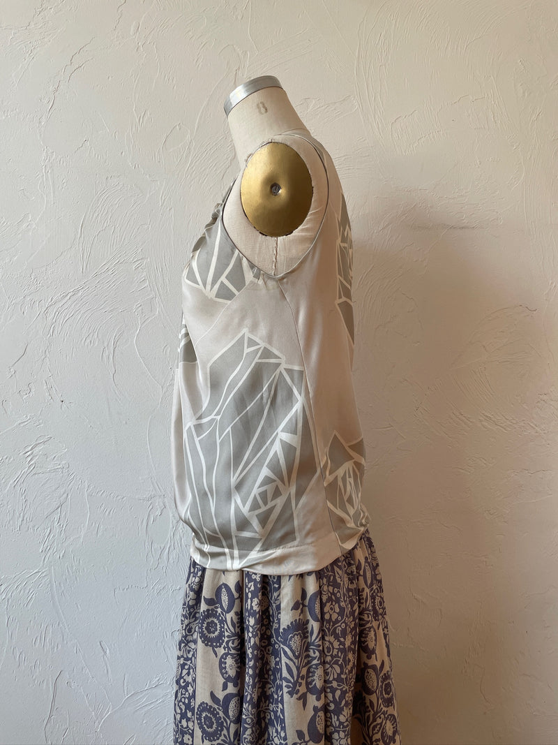 Vintage Robert Rodriguez Grey Silk Twisted Rose Top S/M - We Thieves