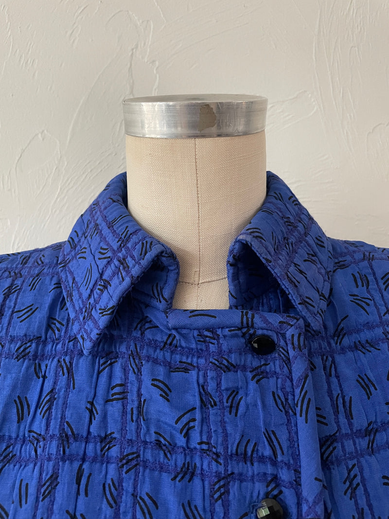 Vintage Ungaro Royal Blue Quilted Peplum Blazer S