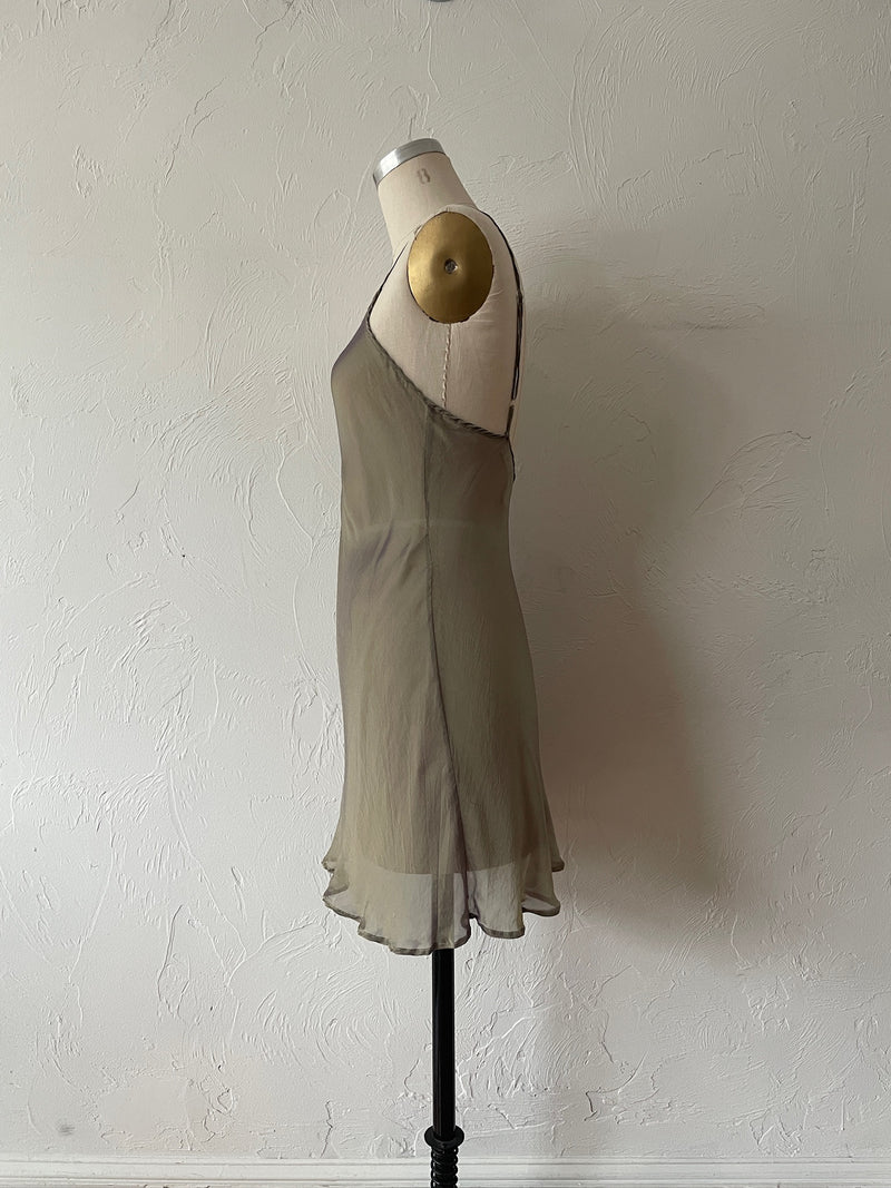Vintage Mary Green Silk Bias Cut Two-Tone Mini Dress S - We Thieves