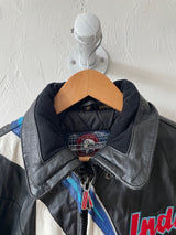 Vintage Polaris Black Leather Racing Jacket with Quilted Lining S