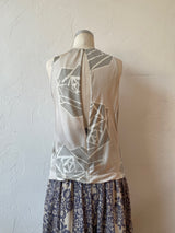 Vintage Robert Rodriguez Grey Silk Twisted Rose Top S/M - We Thieves