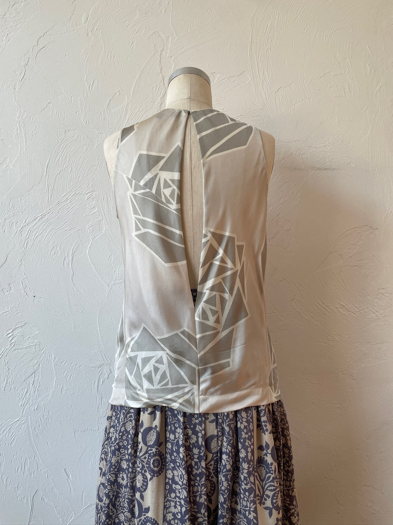Vintage Robert Rodriguez Grey Silk Twisted Rose Top S/M - We Thieves