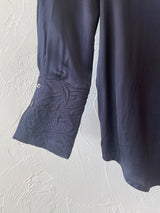 Pre-loved COS Navy Blouse with Embroidered Collar L - We Thieves
