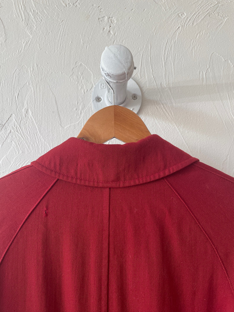 Vintage Burberry Red Wool Gabardine Car Coat/Trenchcoat S AS-IS - We Thieves