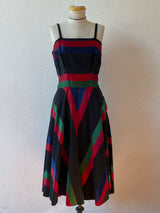 Vintage 1960s Chevron Fit and Flare Dress with Jacket Coordinate Set S - We Thieves