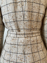 Vintage 60s Lilli Ann Windowpane Tweed Wool Blazer/Jacket with Fur Collar M