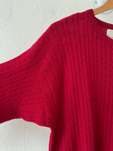 Vintage Pringle of Scotland Red Wool Cableknit Sweater M/L