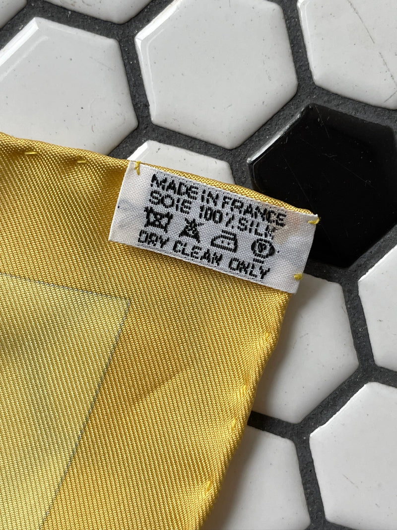 Vintage Hermes Yellow Sequences Silk Scarf