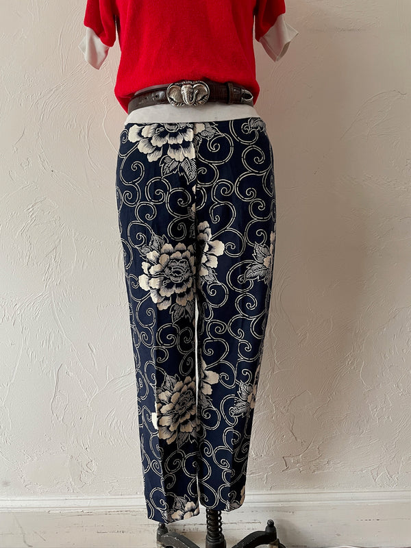 Vintage Kenzo Navy & White Floral Print Trouser XS/S - We Thieves