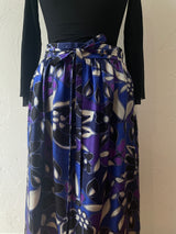 Vintage Skirt Purple Macro Print Silk Satin Skirt M - We Thieves