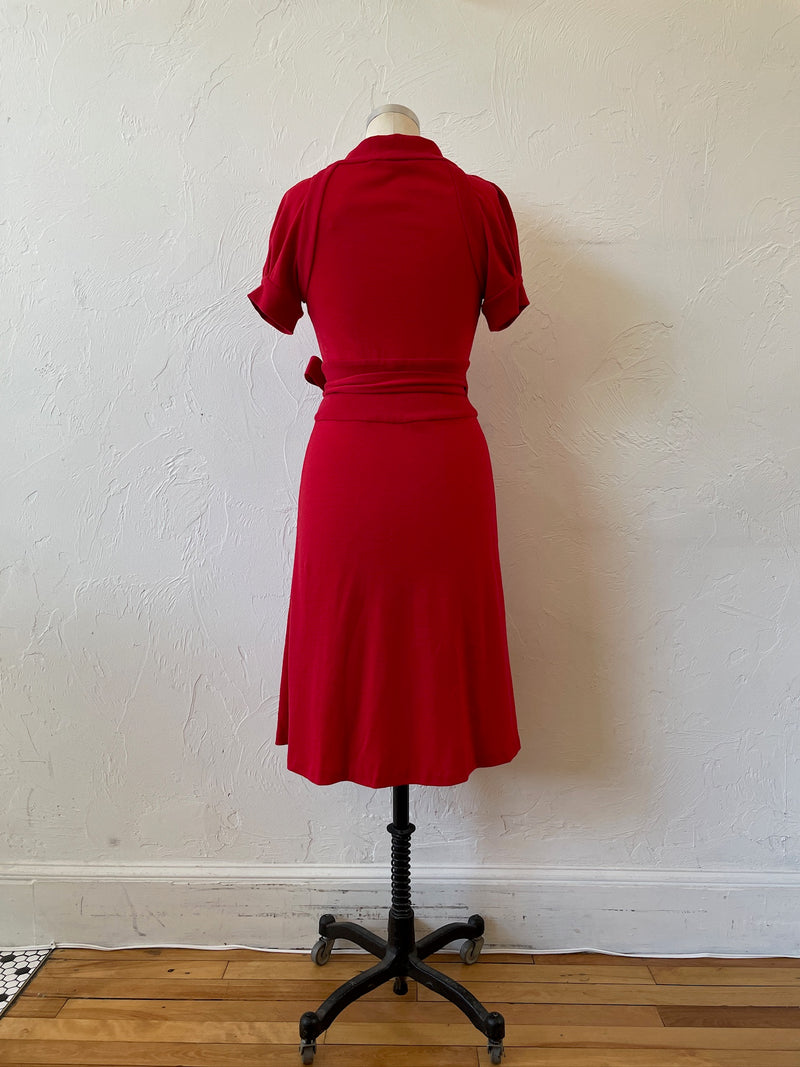 Vintage Diane Von Furstenburg Red Wool Wrap Dress S/M - We Thieves