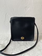 Vintage 1980s Coach Black Leather Dinky Handbag