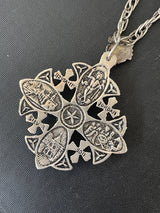 Vintage Antique Mexican Sterling Silver and Citrine Crusader's Cross Necklace - We Thieves