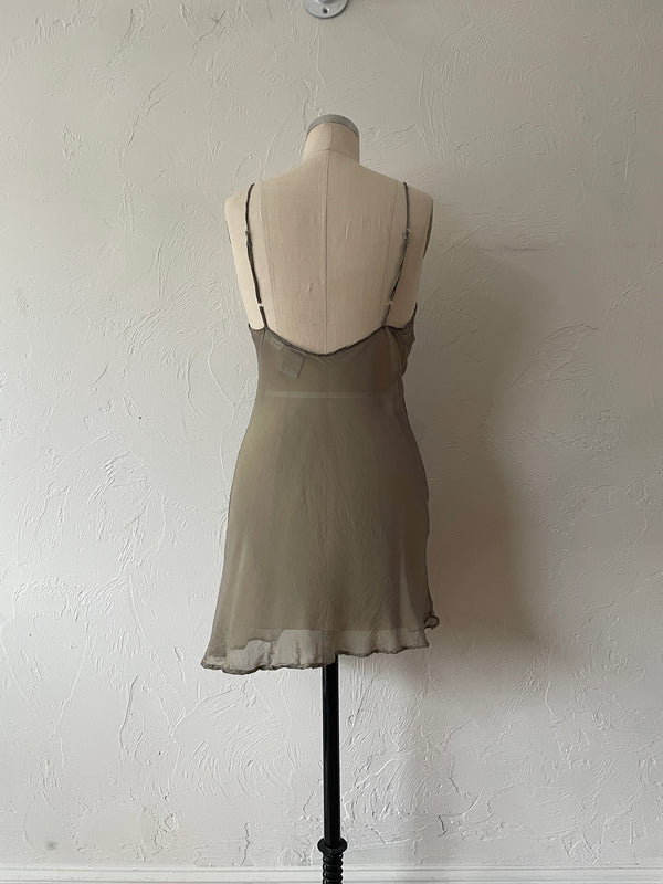 Vintage Mary Green Silk Bias Cut Two-Tone Mini Dress S - We Thieves