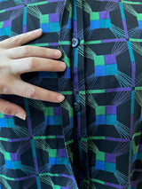 Vintage Marimekko Black & Jewel Tone Print Cotton Dress M/L