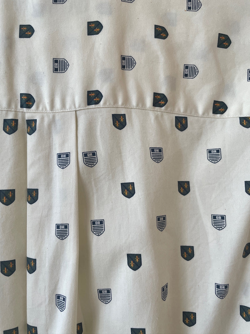 Vintage Oscar de la Renta White Crest Print Button Down M - We Thieves