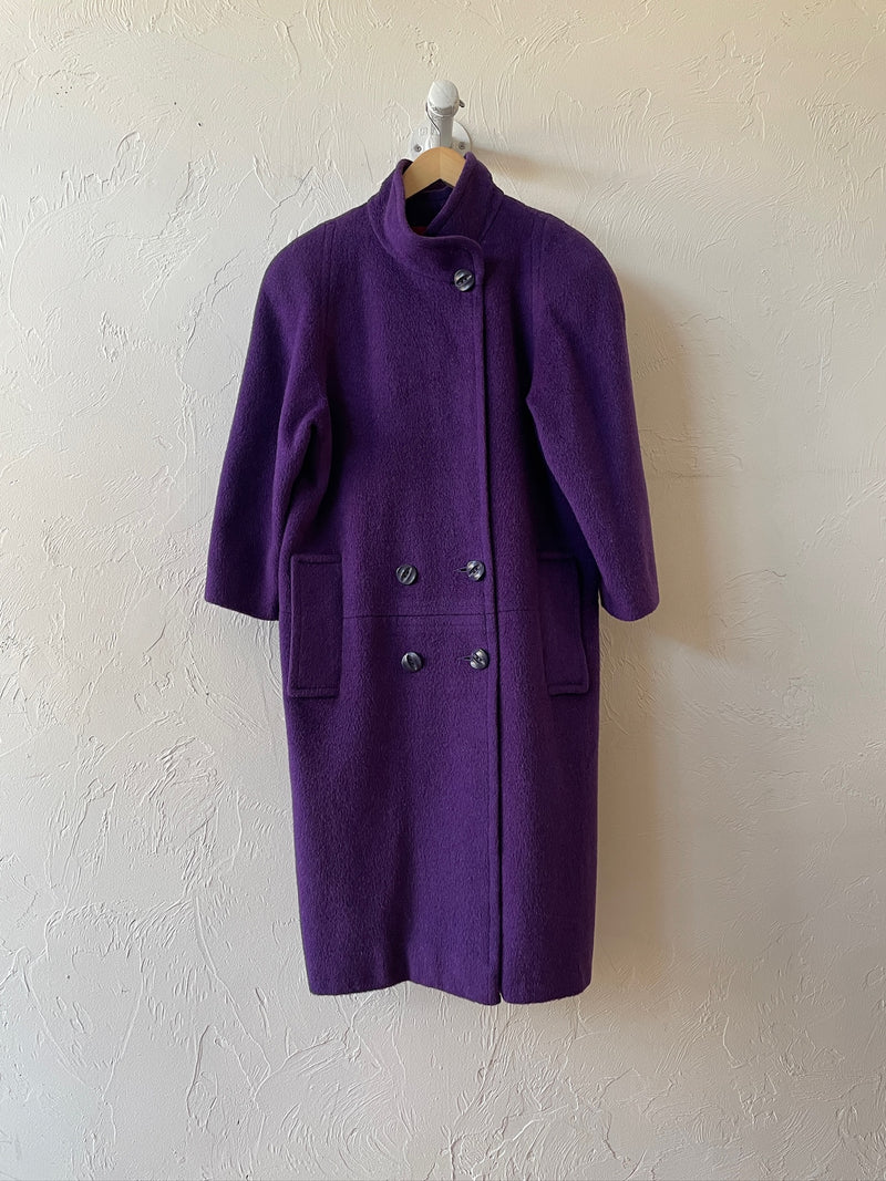 Vintage 80s Albert Nipon Purple Wool Coat Size 6 – We Thieves