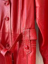 Vintage 1970s Leda Spain Red Leather Trench S - We Thieves