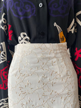 Vintage Nicole Miller Embroidered Vines Cream Mini Skirt XS - We Thieves