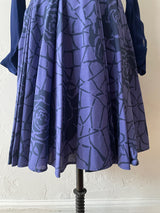 Vintage Alberta Ferretti Indigo/Purple Dual Fabric Rose Print Midi Dress M