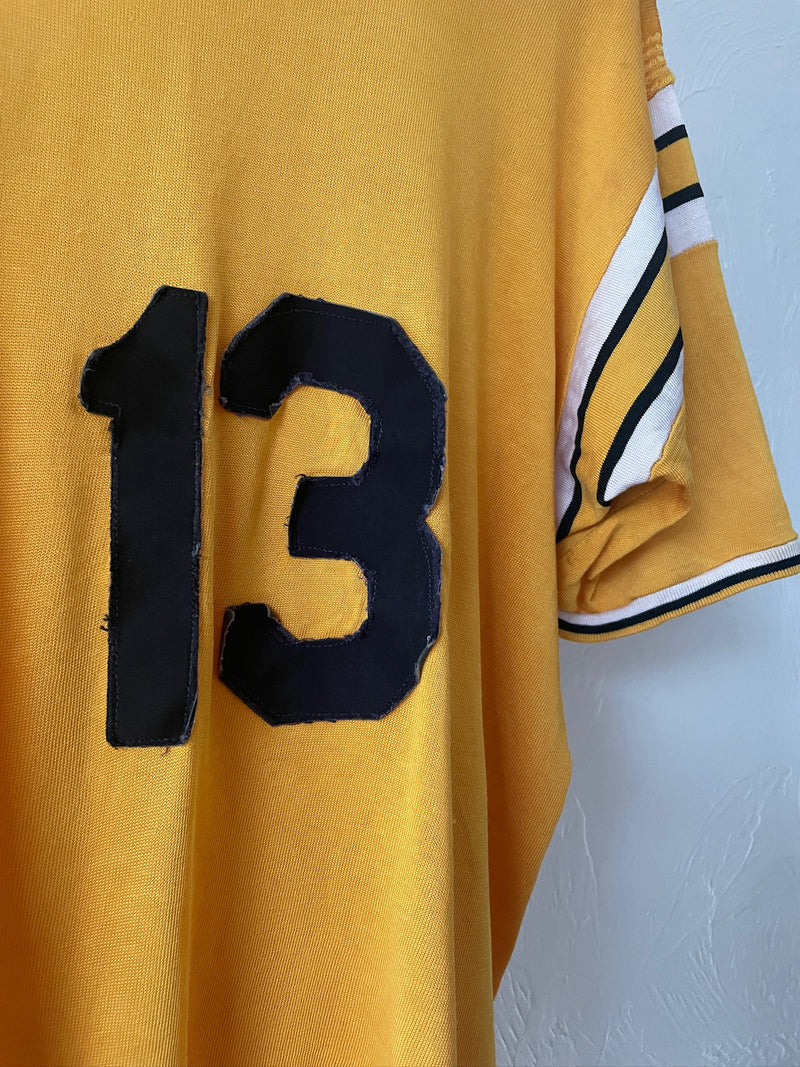 Vintage Thrashed Yellow & Black Number 13 Jersey T-Shirt L