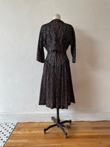 Vintage 1960s Black Lace Cocktail Dress with Pink Base M
