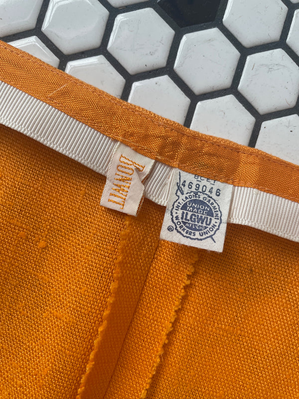 Vintage 1960s Bonwit Teller Orange Linen Mini Skirt M - We Thieves