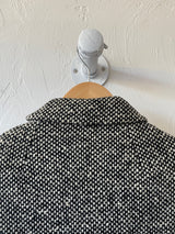Vintage 60s Jane Justin Black & White Woven Wool Coat M