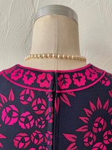 Vintage 1960s Bessi Italian Designer Navy & Hot Pink Silk Jersey Dress M - We Thieves