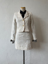 Vintage Nicole Miller Embroidered Vines Cream Cropped Jacket/Blazer XS - We Thieves