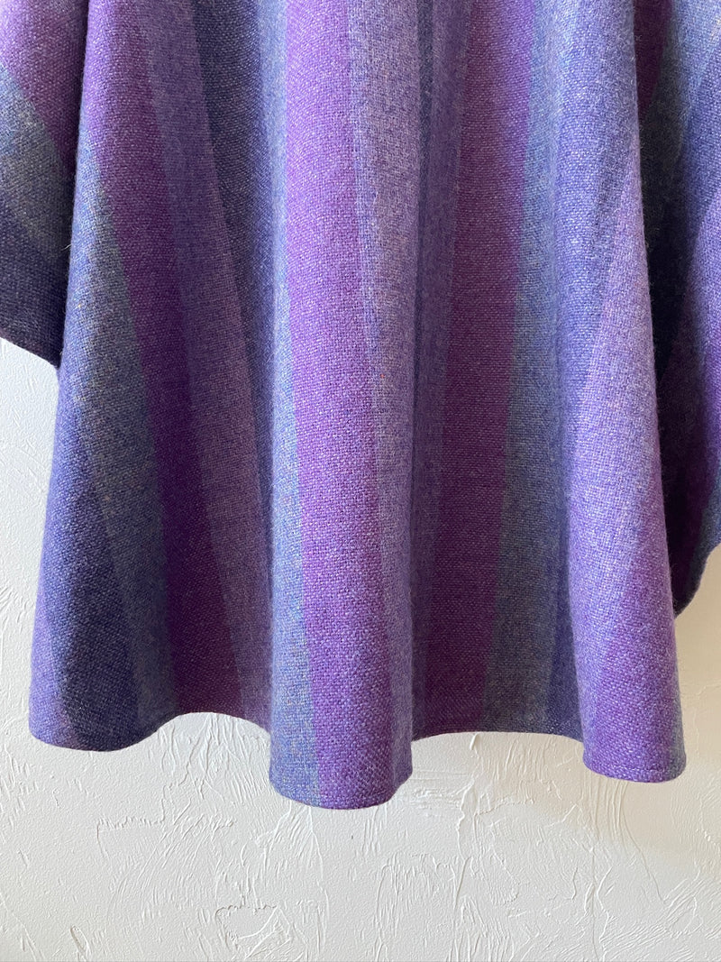 Vintage Avoca Irish Wool Purple Striped Cape Coat with Scarf