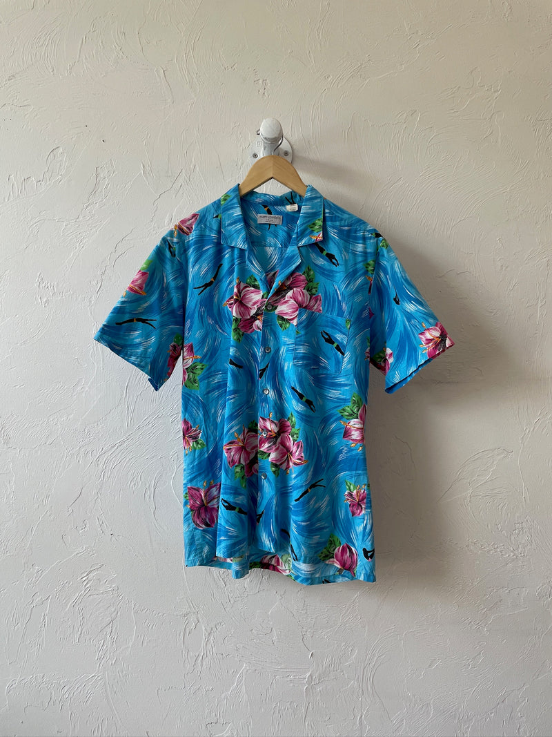 Vintage Marc Daniels Swimmers Light Blue Hawaiian Button Down Shirt M/L - We Thieves