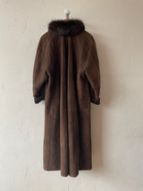 Vintage 80s Werner Christ German Leather Suede & Fox Fur Winter Coat M - We Thieves