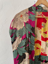 Vintage Magenta Floral Silk Kimono w/ Detached Sleeves - We Thieves