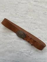 Vintage Tooled Leather Belt with THE WHO Band Brass Buckle M/L - We Thieves