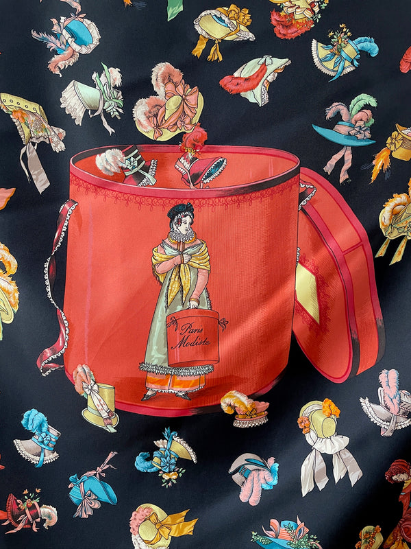 Vintage Hermes Black & Multicolor Paris Modiste Silk Scarf - We Thieves